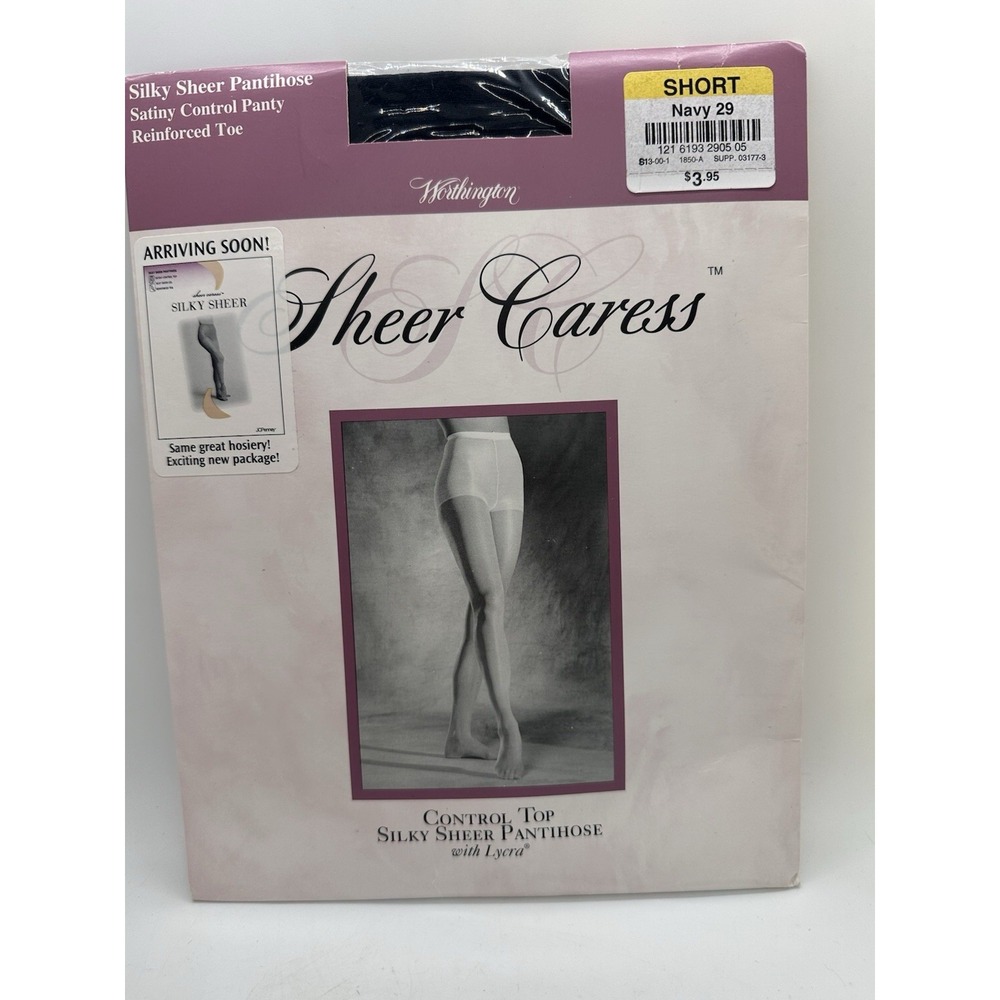 Worthington Sheer Caress Control‎ Top Pantyhose Short Navy 29 20 Denier